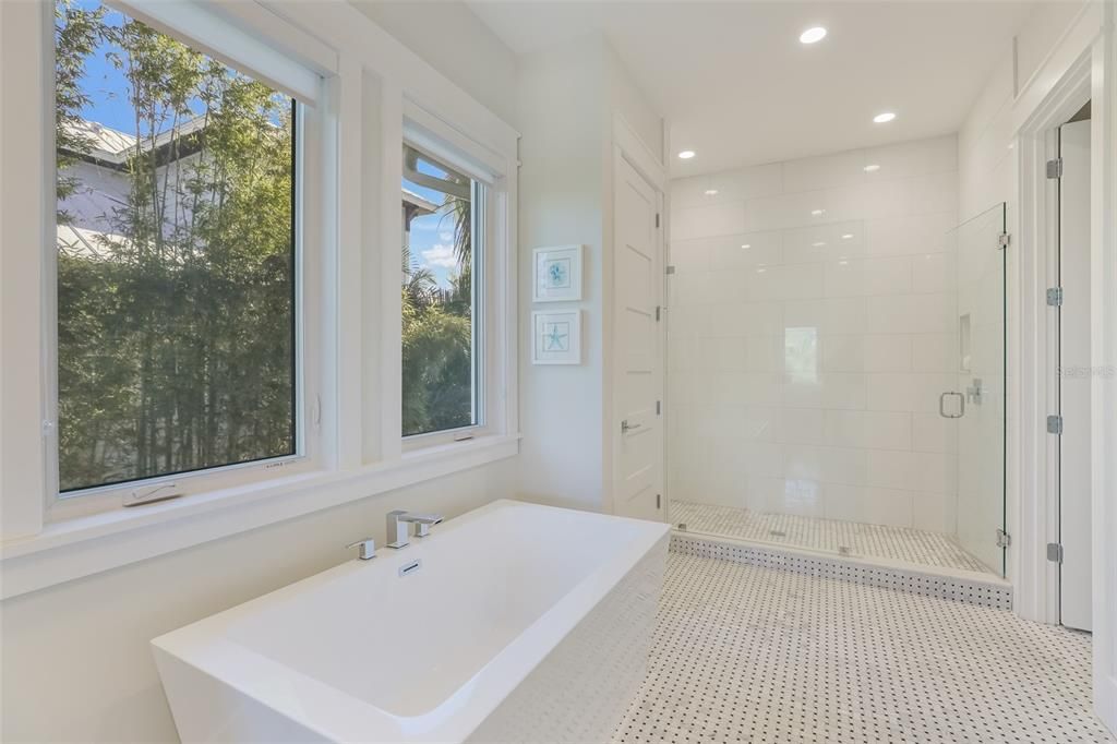 Bathroom, Glass Shower, Interior, Recessed Lighting