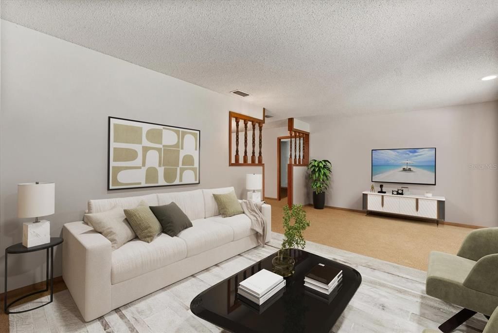 Interior, Living room, Recessed Lighting, Wood Texture Flooring