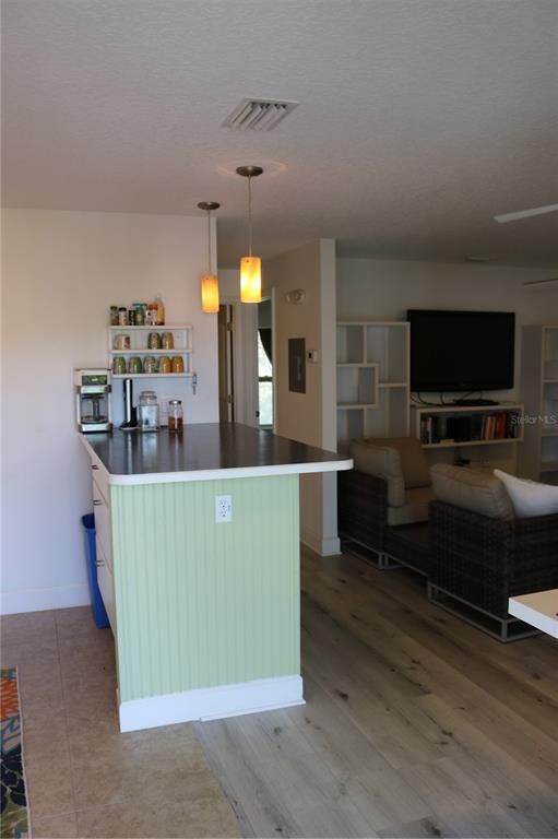 Interior, Kitchen, Pendant Lights, Wood Texture Flooring