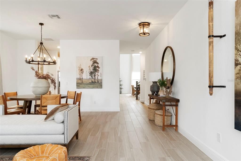 Chandelier, Dining room, Interior, Wood Texture Flooring