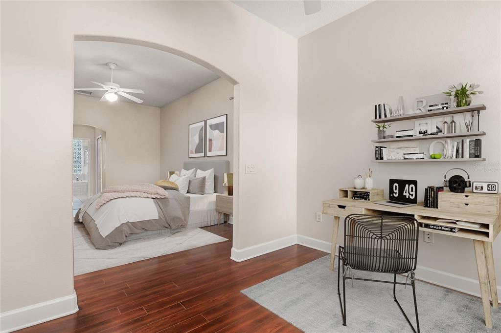 Bedroom, Home Office, Interior, Wood Texture Flooring