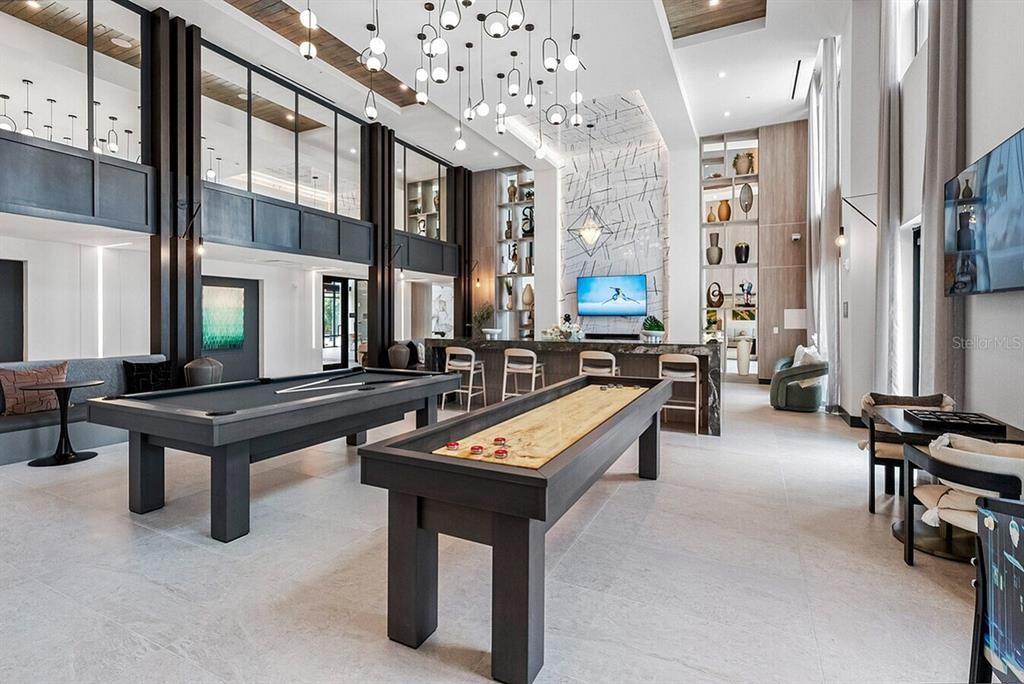 Billiard Table, Game Room, Interior, Pendant Lights, Recessed Lighting