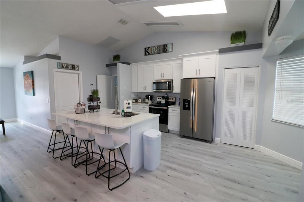 Interior, Kitchen, Stainless Steel Appliances, Wood Texture Flooring
