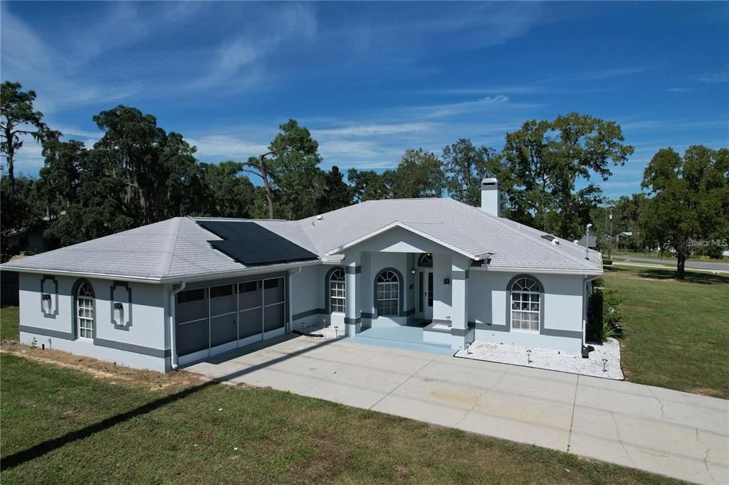 Attached, Backyard, Exterior, Facade, Solar Panels, Ranch