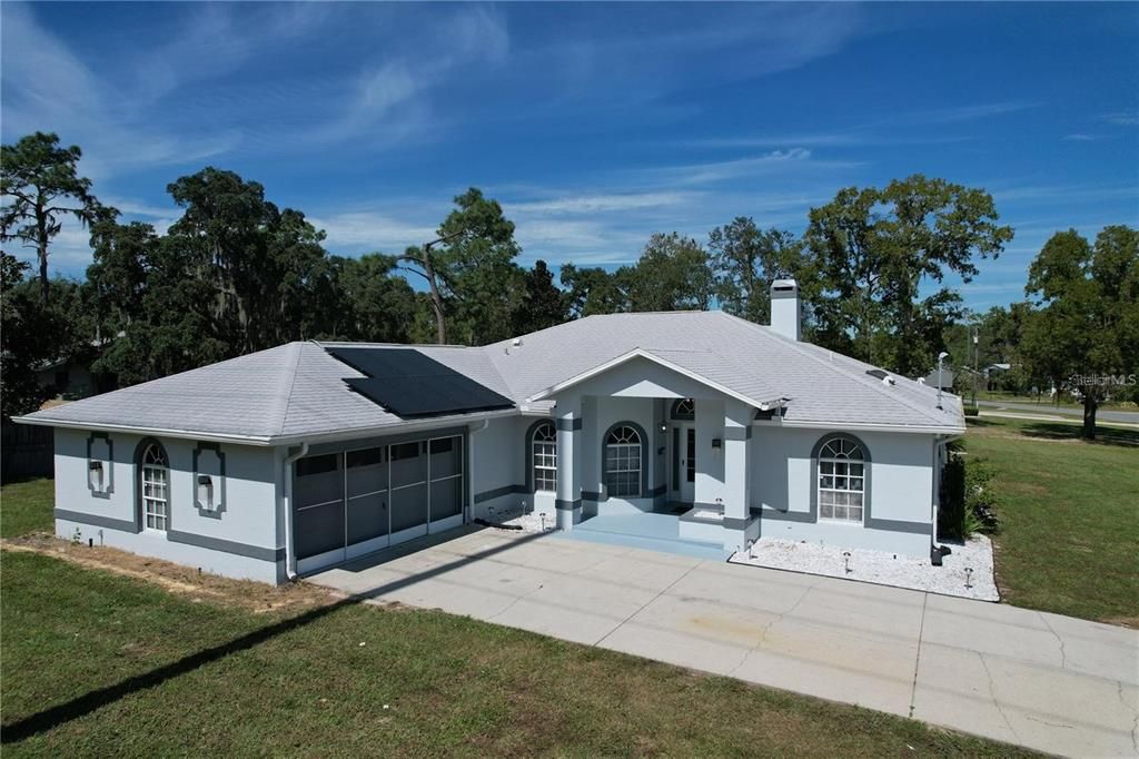 Attached, Backyard, Exterior, Facade, Solar Panels, Ranch