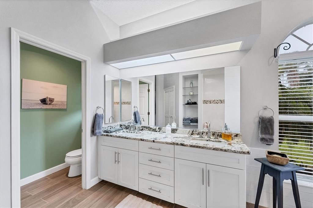 Bathroom, Dual Sink Vanities, Interior, Wood Texture Flooring