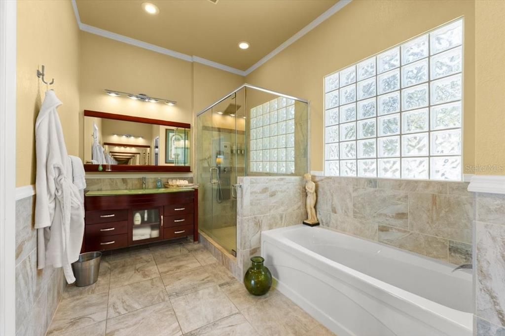 Bathroom, Glass Shower, Interior, Recessed Lighting