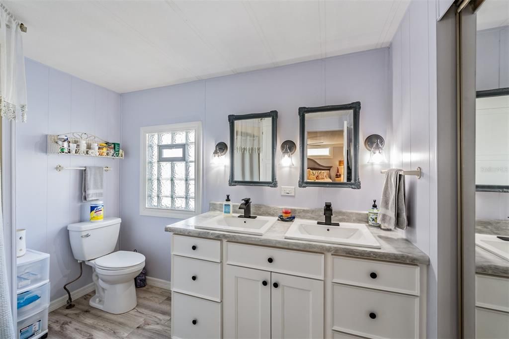 Bathroom, Dual Sink Vanities, Interior, Wood Texture Flooring