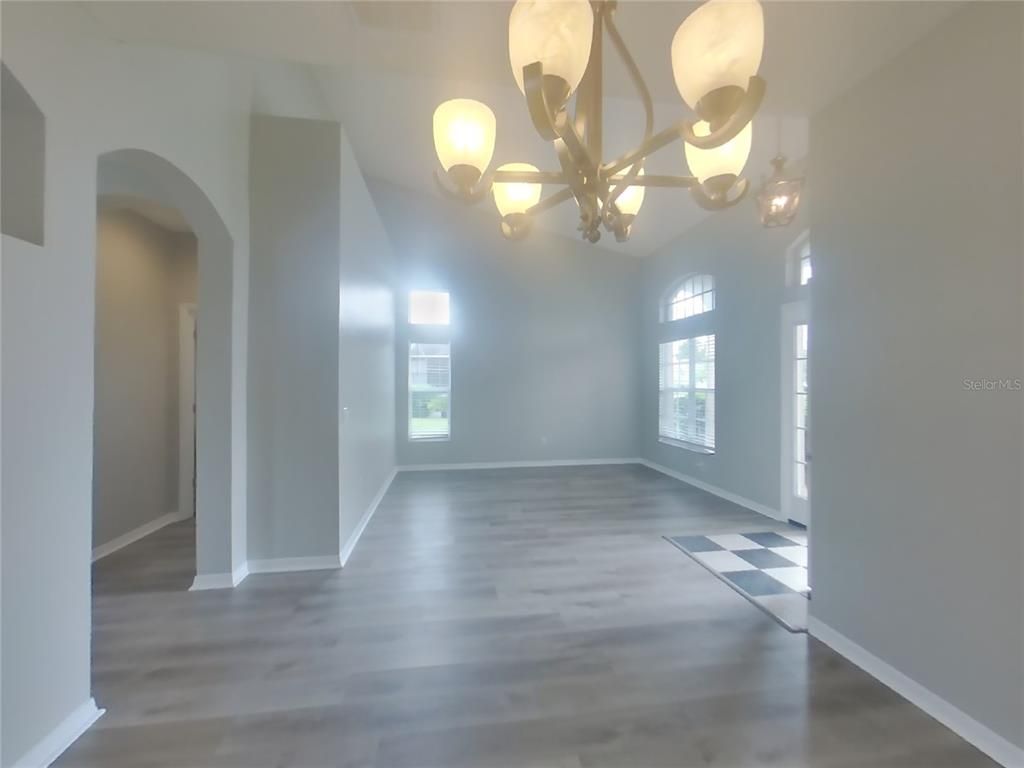 Chandelier, Empty room, Interior, Pendant Lights, Wood Texture Flooring