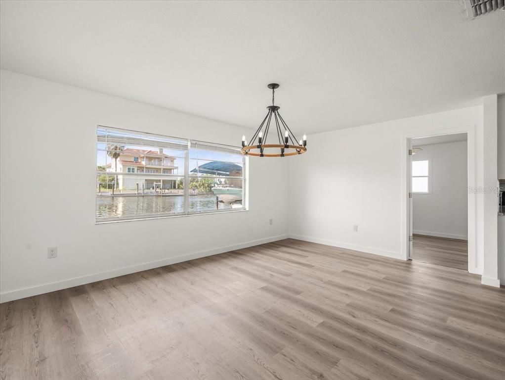 Chandelier, Empty room, Interior, Pendant Lights, Wood Texture Flooring