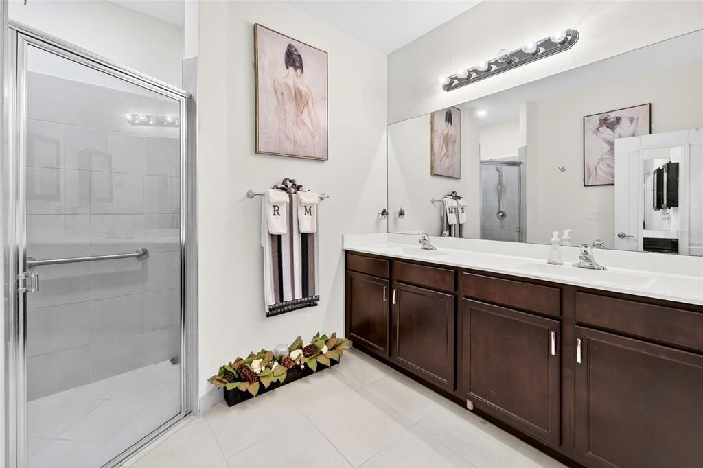 Bathroom, Dual Sink Vanities, Glass Shower, Interior