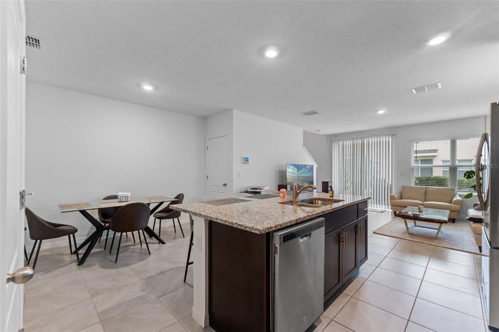 Dining room, Interior, Kitchen, Living room, Recessed Lighting