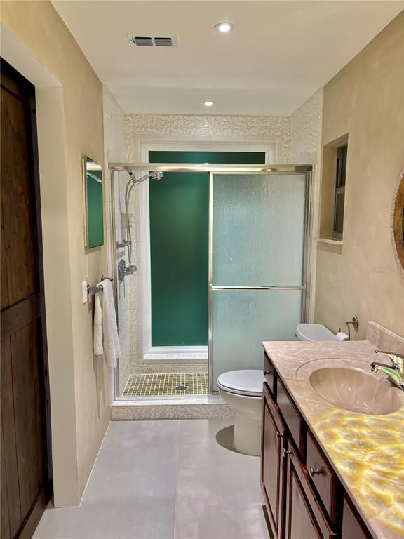 Bathroom, Glass Shower, Interior, Recessed Lighting