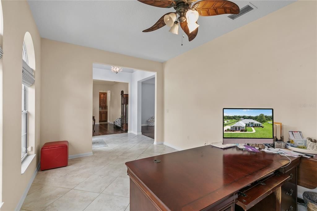 Chandelier, Home Office, Interior, Wood Texture Flooring