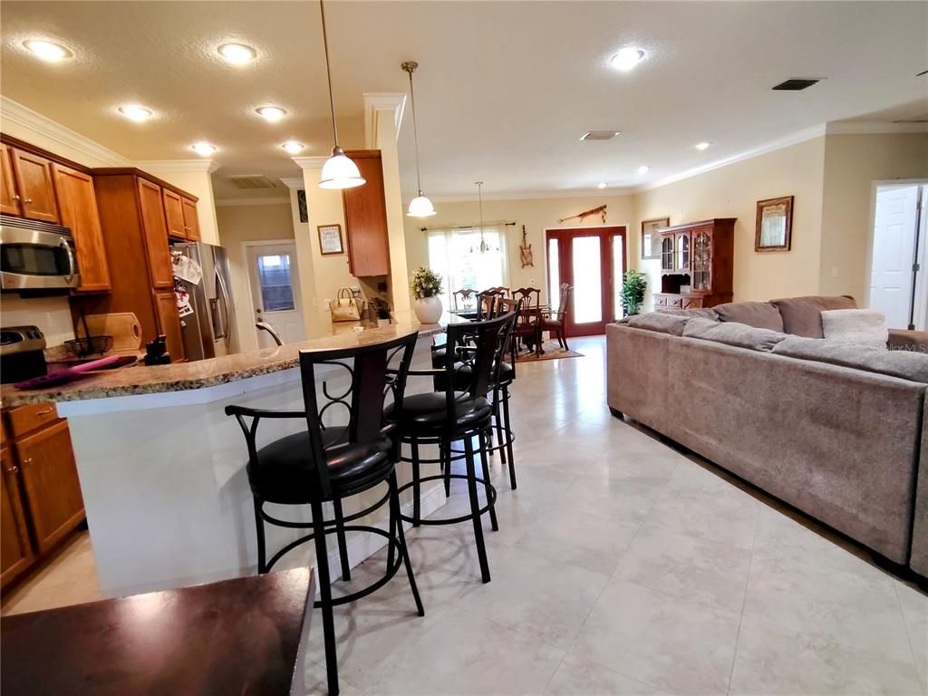 Dining room, Interior, Kitchen, Living room, Pendant Lights, Recessed Lighting