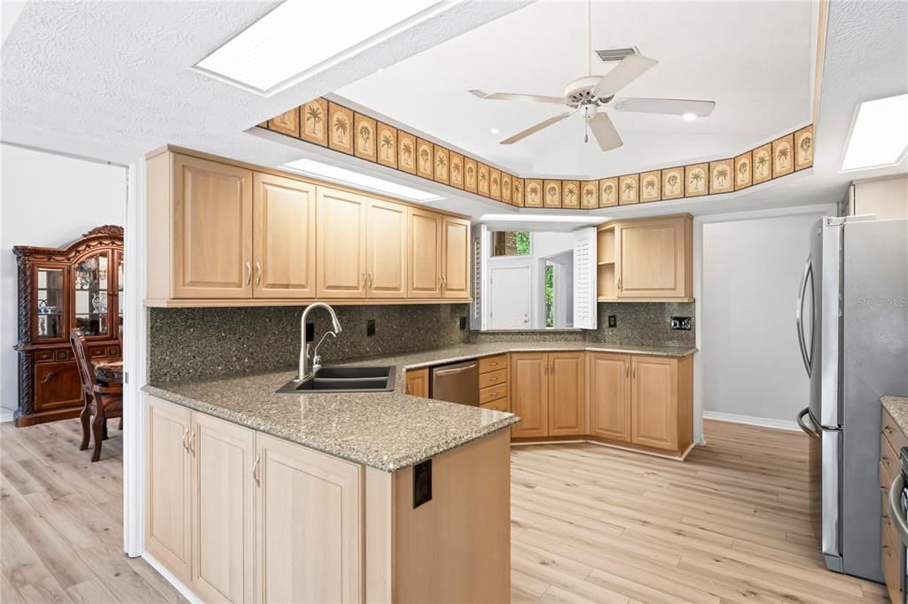 Interior, Kitchen, Recessed Lighting, Wood Texture Flooring