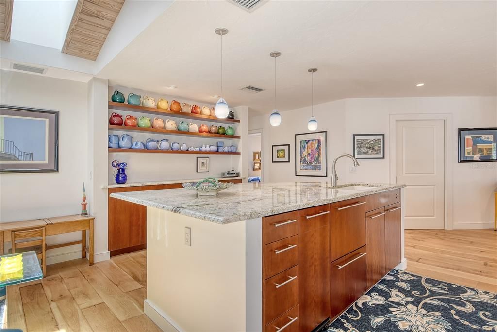 Interior, Kitchen, Pendant Lights, Recessed Lighting, Wood Texture Flooring