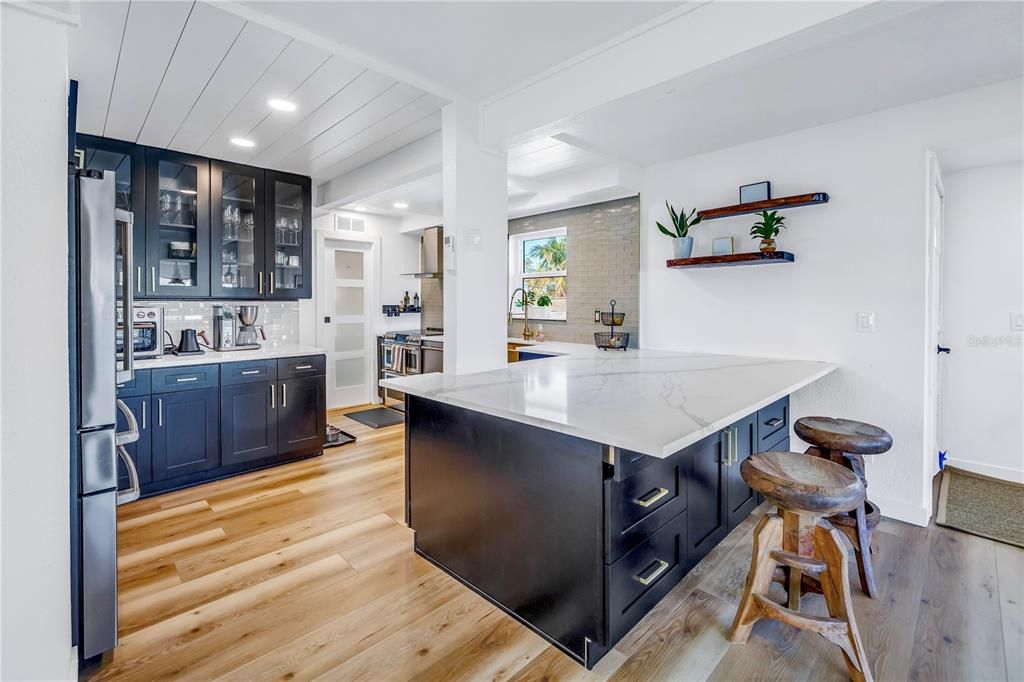 Interior, Kitchen, Recessed Lighting, Wood Texture Flooring