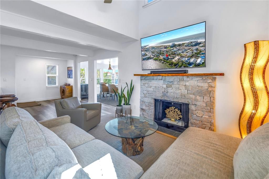 Fireplace, Interior, Living room, Wood Texture Flooring