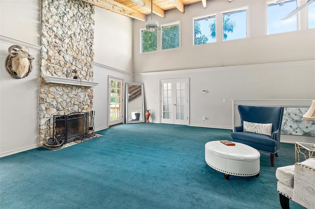 Fireplace, Interior, Stone Walls, Wooden Beams, Wooden Ceilings