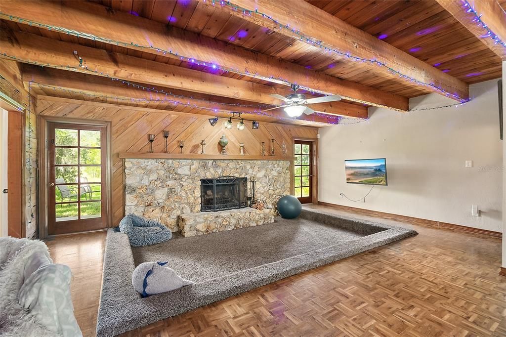 Fireplace, Interior, Wooden Beams, Wooden Ceilings, Wood Texture Flooring, Wooden Walls