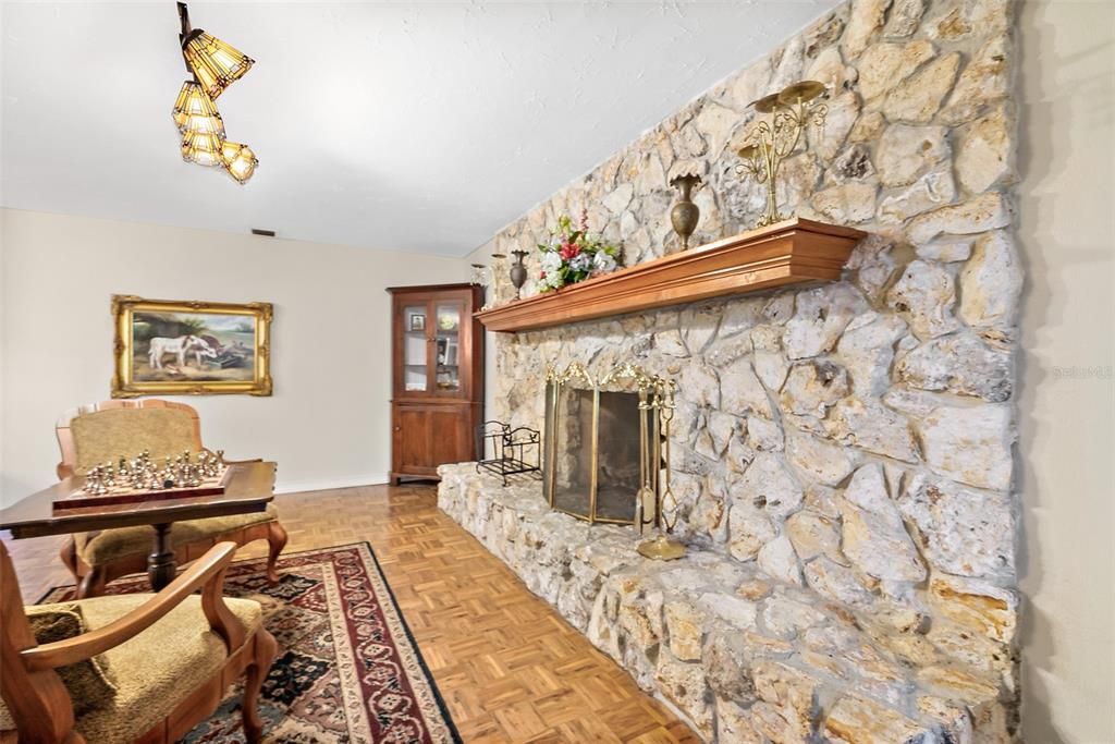 Fireplace, Interior, Stone Walls, Wood Texture Flooring