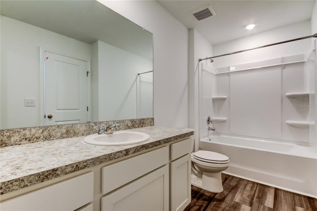 Bathroom, Interior, Recessed Lighting, Wood Texture Flooring