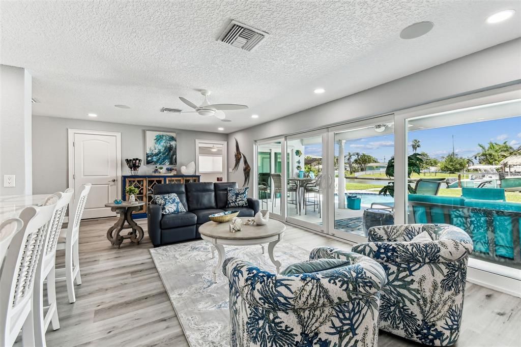 Interior, Living room, Recessed Lighting, Wood Texture Flooring