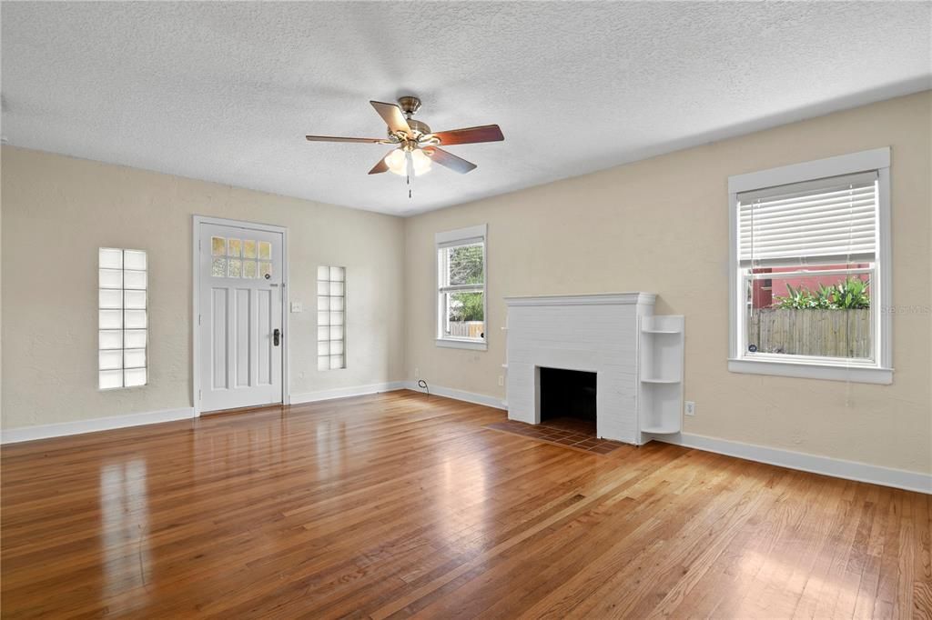 Empty room, Fireplace, Interior, Wood Texture Flooring