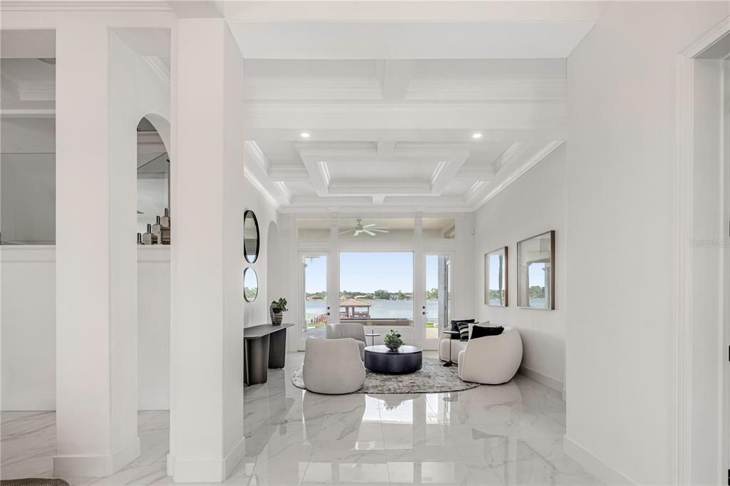 Interior, Living room, Marble, Recessed Lighting, Water