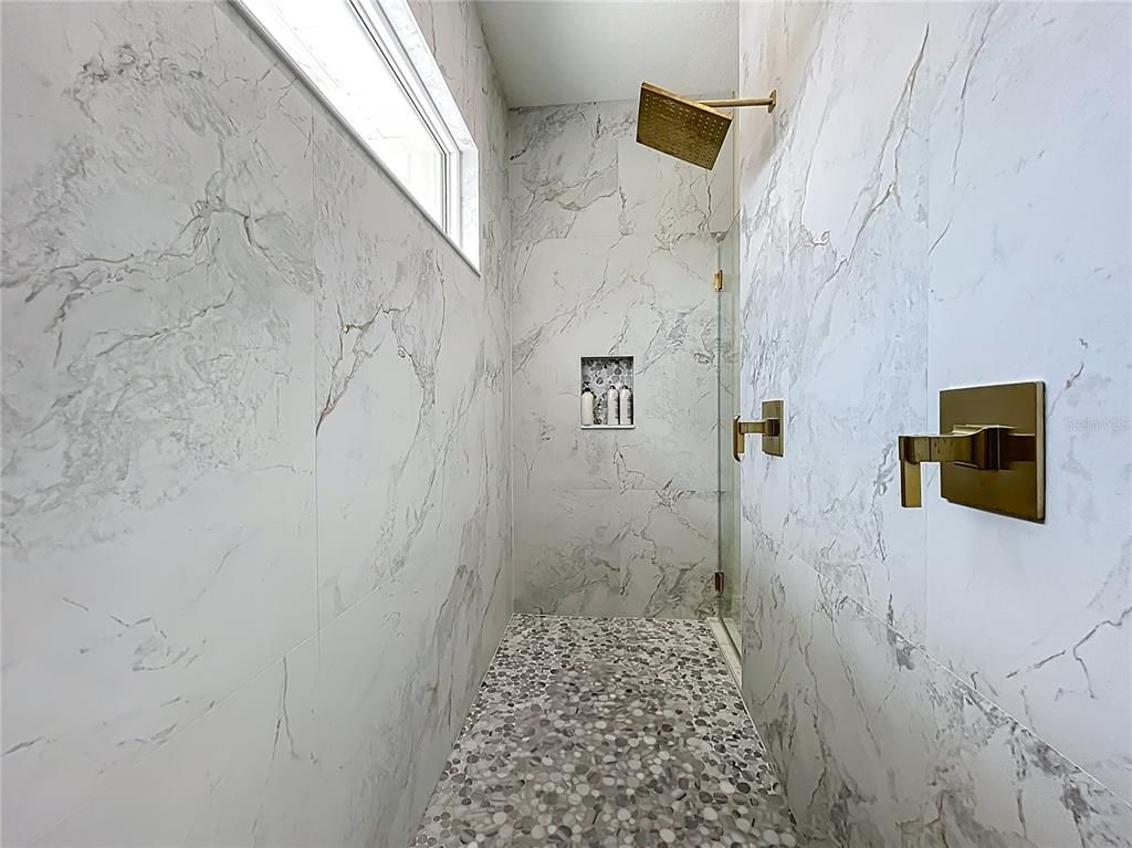 Bathroom, Glass Shower, Interior, Marble Walls