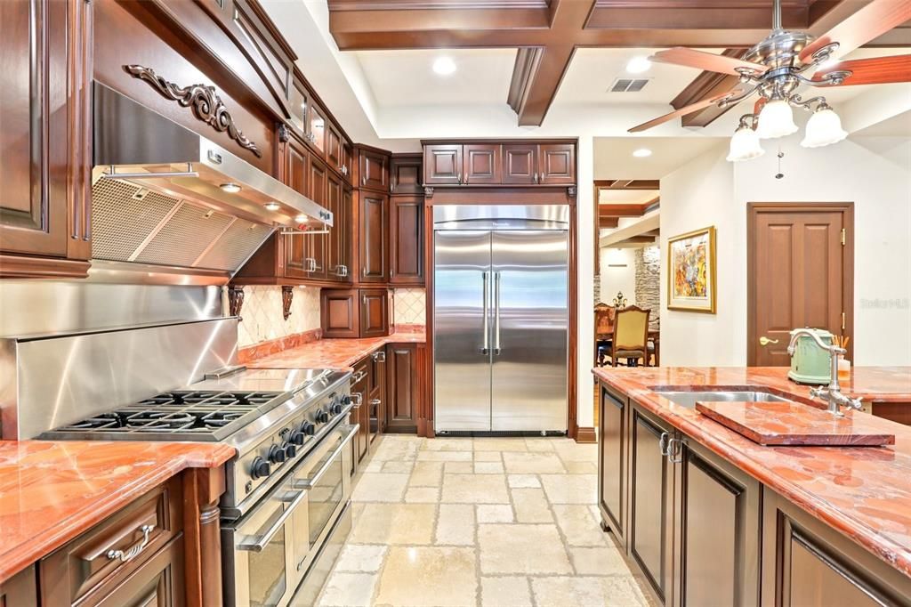 Interior, Kitchen, Recessed Lighting, Stainless Steel Appliances, Wooden Beams