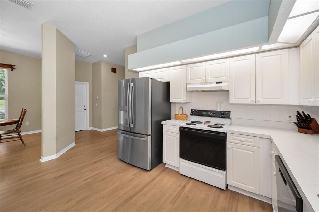 Interior, Kitchen, Recessed Lighting, Wood Texture Flooring