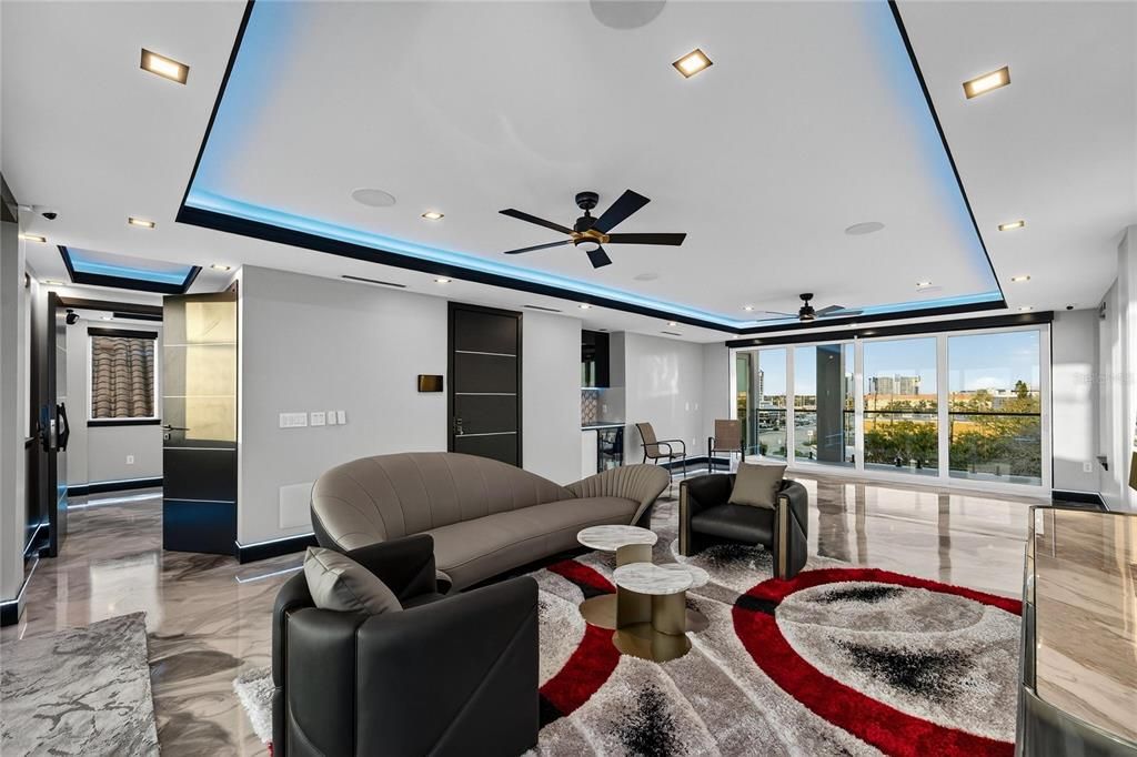 Interior, Living room, Marble, Recessed Lighting