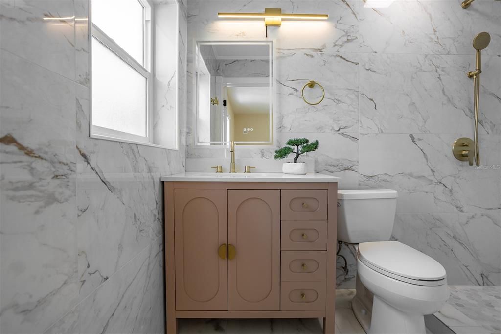 Bathroom, Interior, Marble Walls