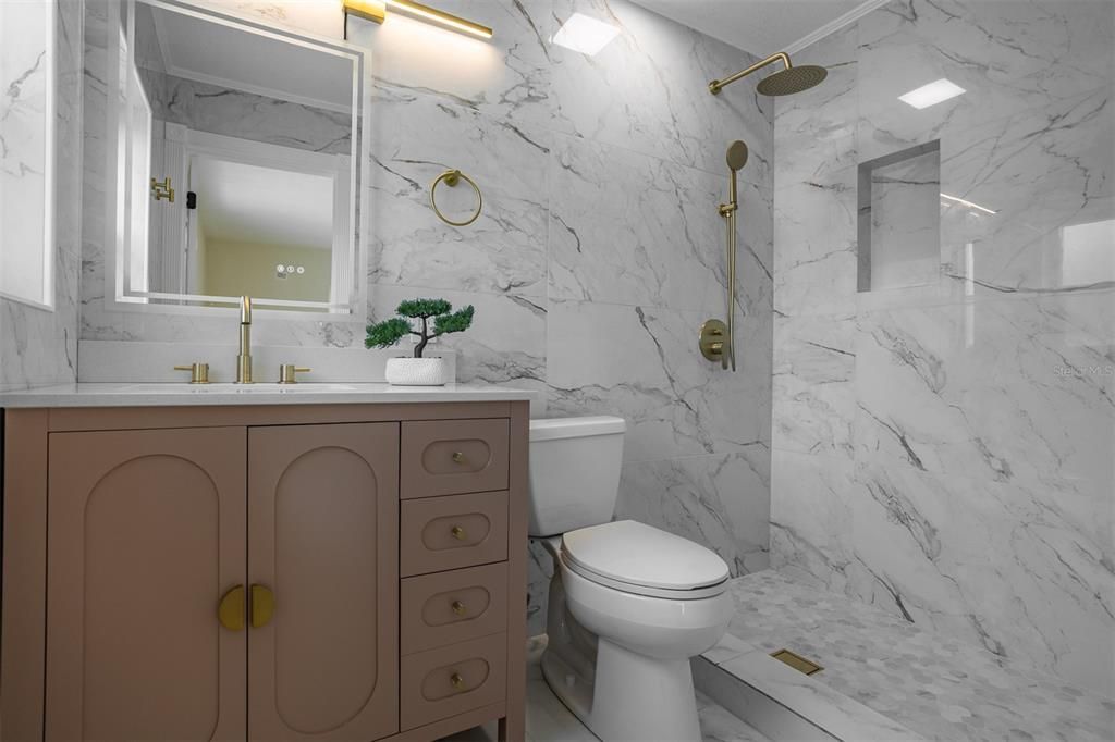 Bathroom, Interior, Marble Walls