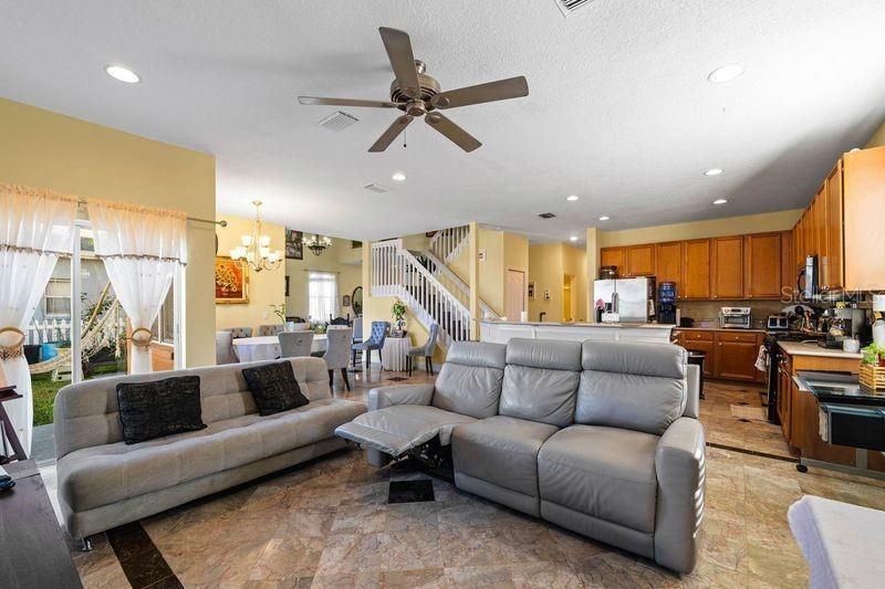 Chandelier, Dining room, Interior, Kitchen, Living room, Recessed Lighting