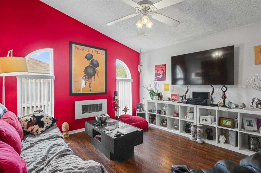 Fireplace, Interior, Living room, Wood Texture Flooring