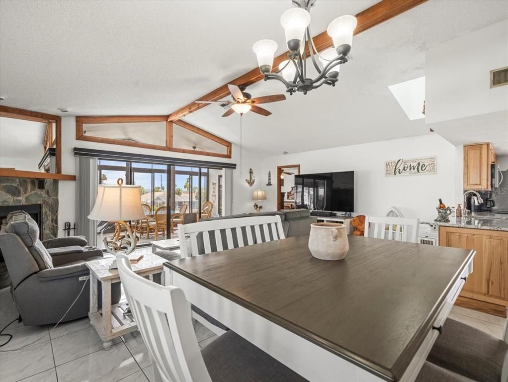 Chandelier, Dining room, Fireplace, Interior, Living room