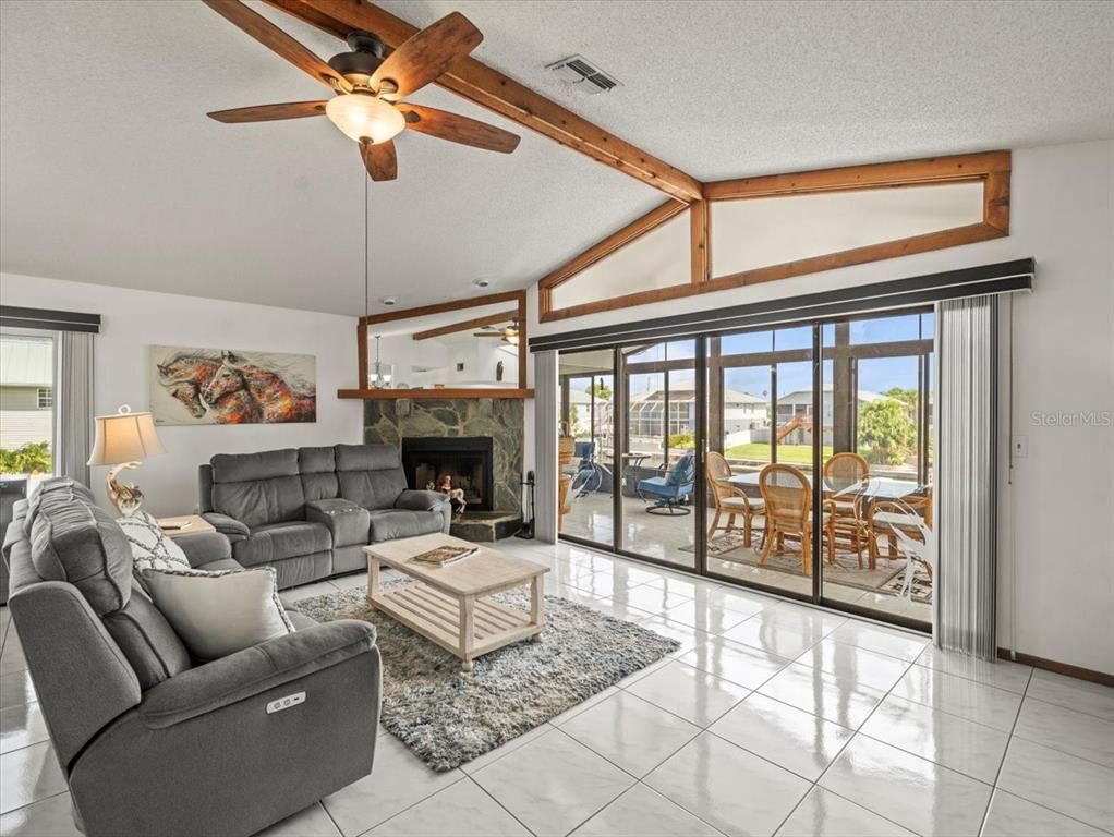 Fireplace, Interior, Living room, Wooden Beams