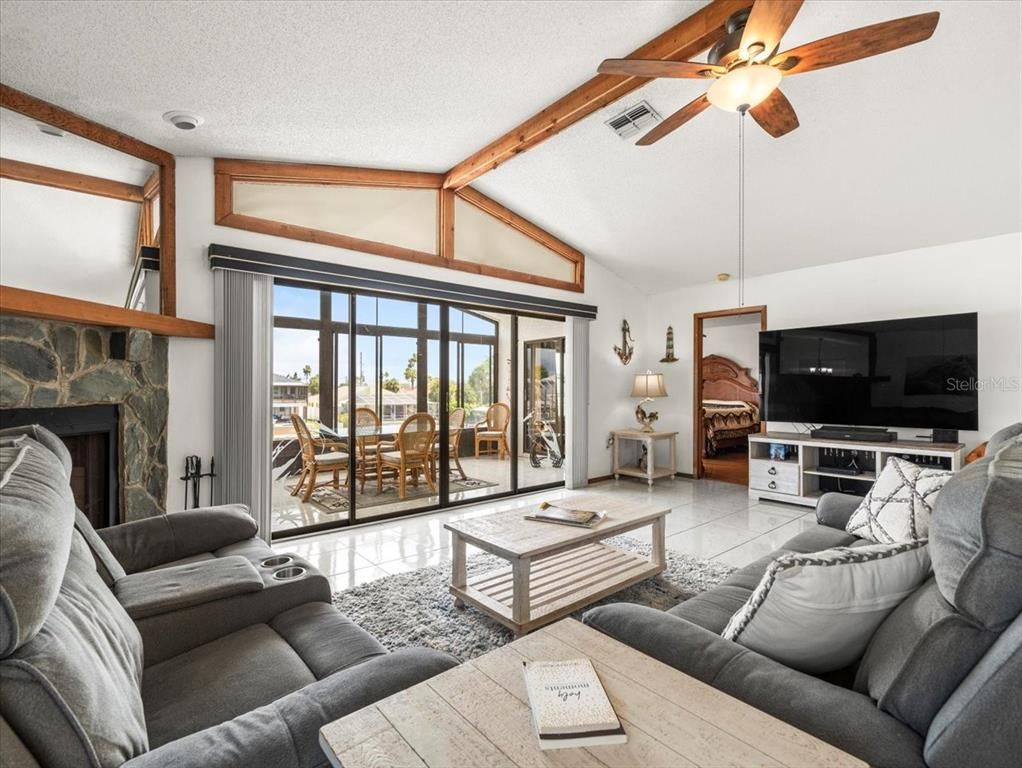 Fireplace, Interior, Living room, Wooden Beams