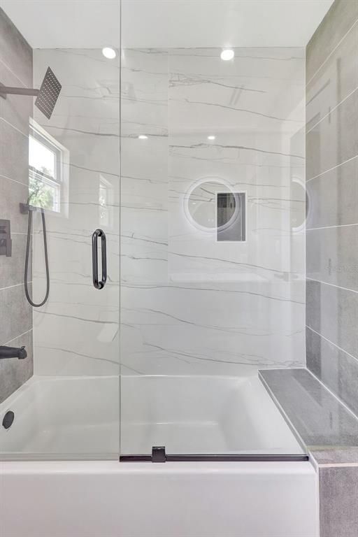 Bathroom, Glass Shower, Interior, Recessed Lighting