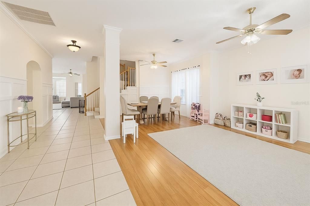 Dining room, Interior, Wood Texture Flooring