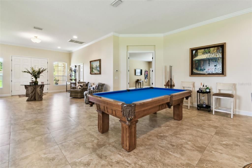 Billiard Table, Game Room, Interior, Recessed Lighting