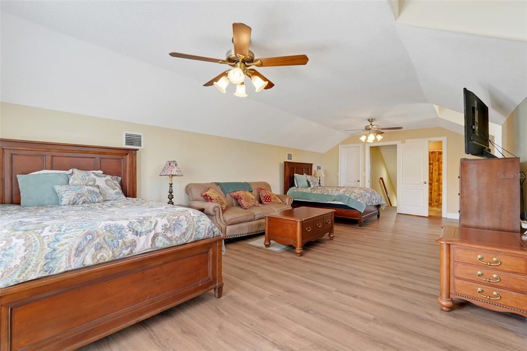 Bedroom, Fireplace, Interior, Wood Texture Flooring