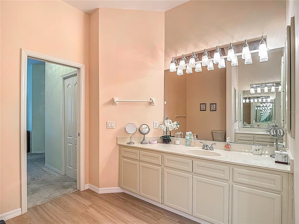 Bathroom, Dual Sink Vanities, Interior, Wood Texture Flooring