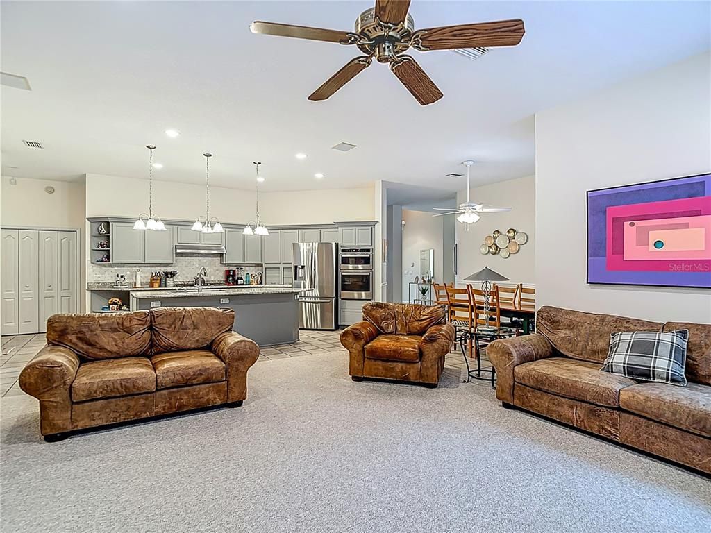 Dining room, Interior, Kitchen, Living room, Pendant Lights, Recessed Lighting, Stainless Steel Appliances