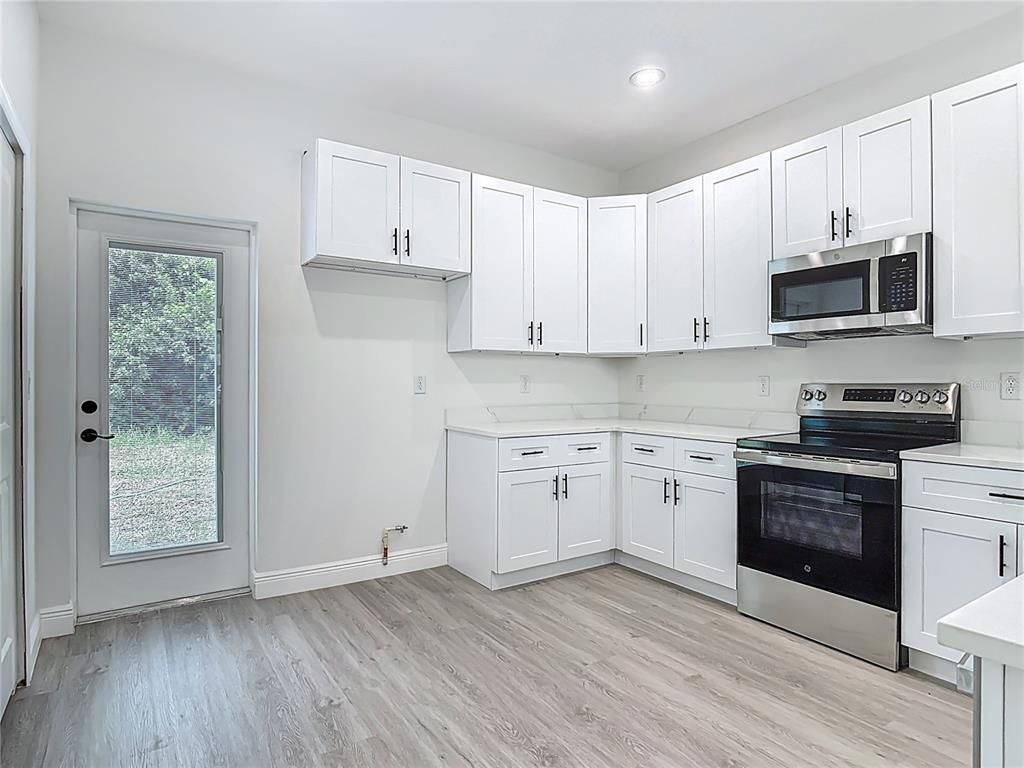 Interior, Kitchen, Recessed Lighting, Wood Texture Flooring