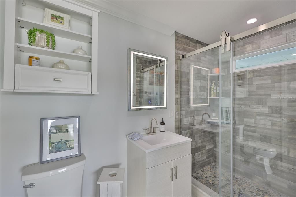 Bathroom, Glass Shower, Interior, Recessed Lighting