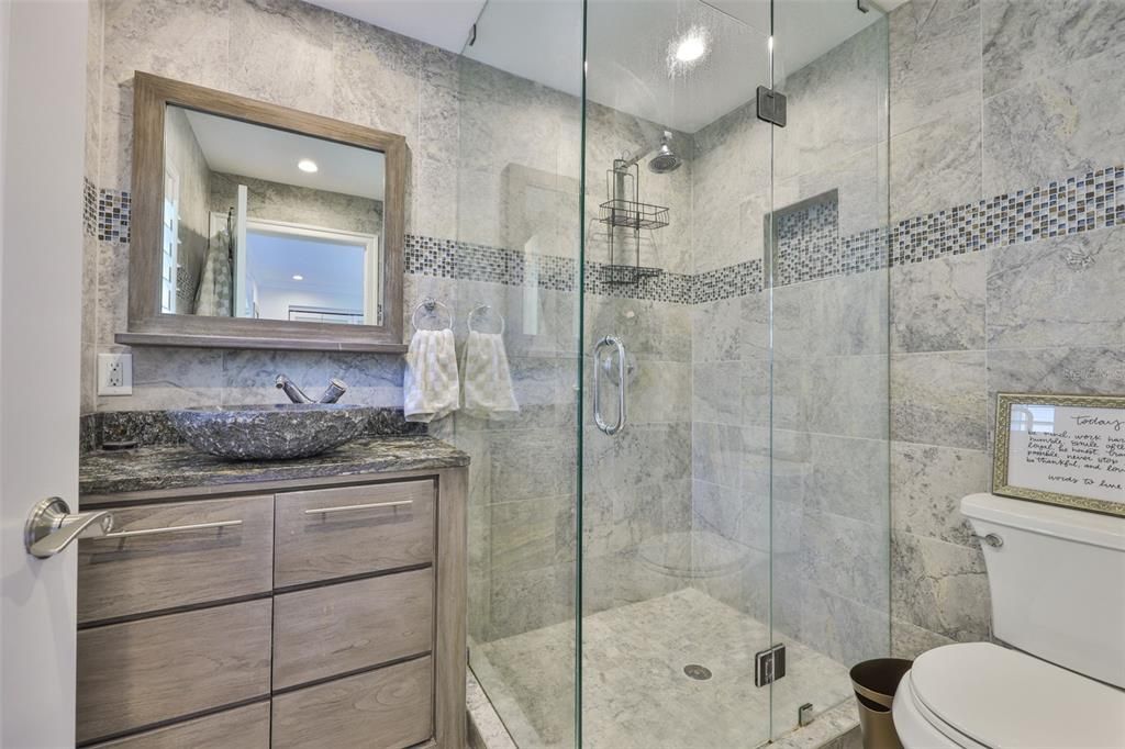 Bathroom, Glass Shower, Interior, Recessed Lighting